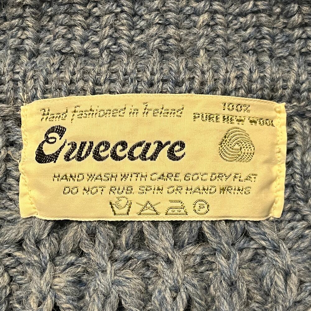 Vintage Ewe Care Wool Made In Ireland Cardigan Oversized Grandpa Sweater - Picture 8 of 8